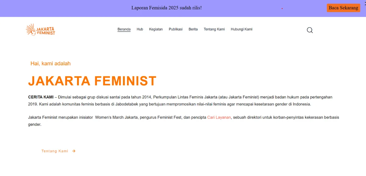 Tangkapan layar proyek Jakarta Feminist