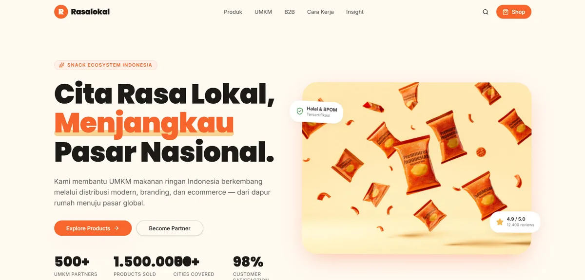 Tangkapan layar proyek Rasalokal
